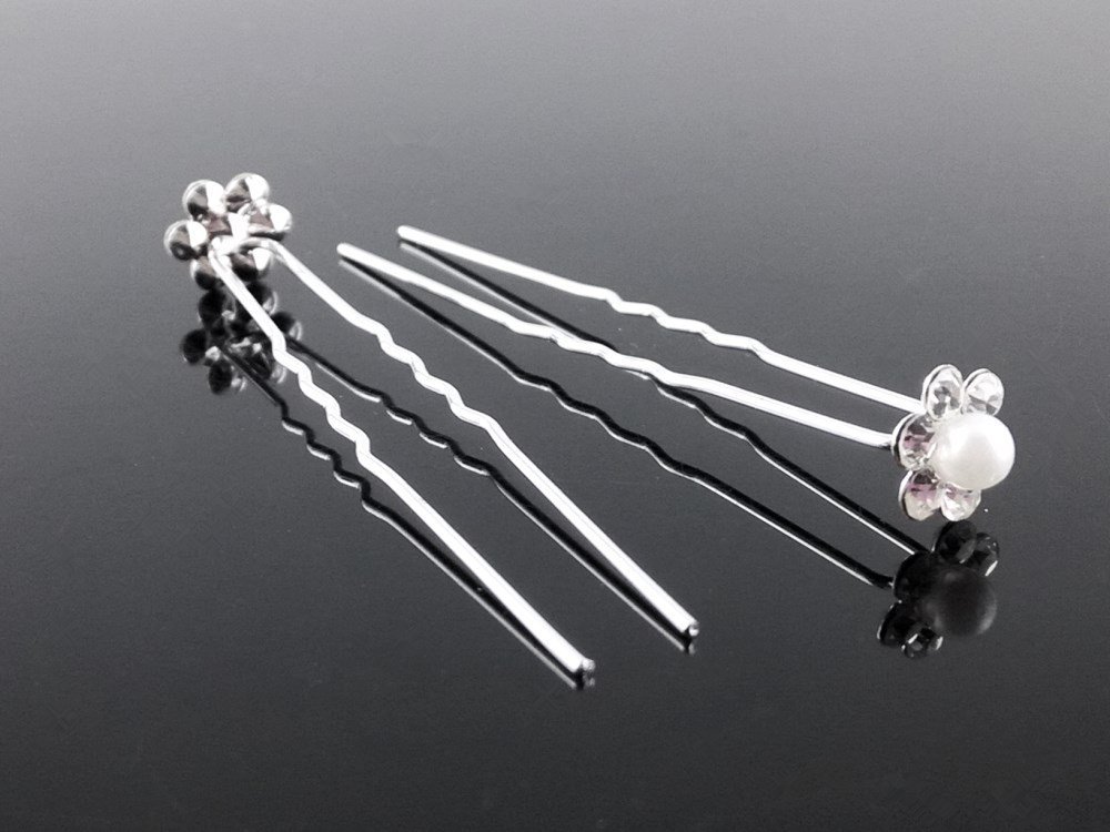 Vpang 20 piezas de horquillas para el pelo de cristal de perlas para boda, accesorios decorativos para el cabello (blanco)