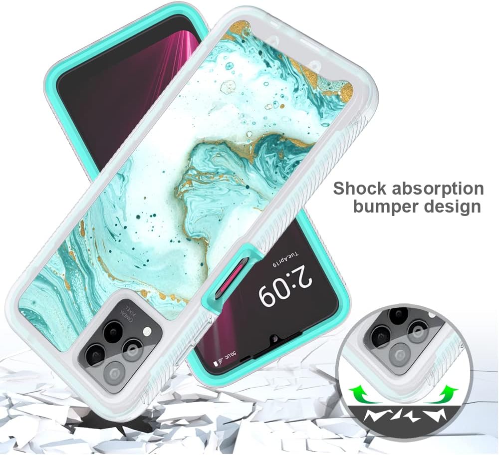 TJS Funda compatible con T-Mobile Revvl 6X Pro 5G, Revvl 6 Pro 5G, con protector de pantalla incorporado, TPU de cuerpo completo, mármol mate,