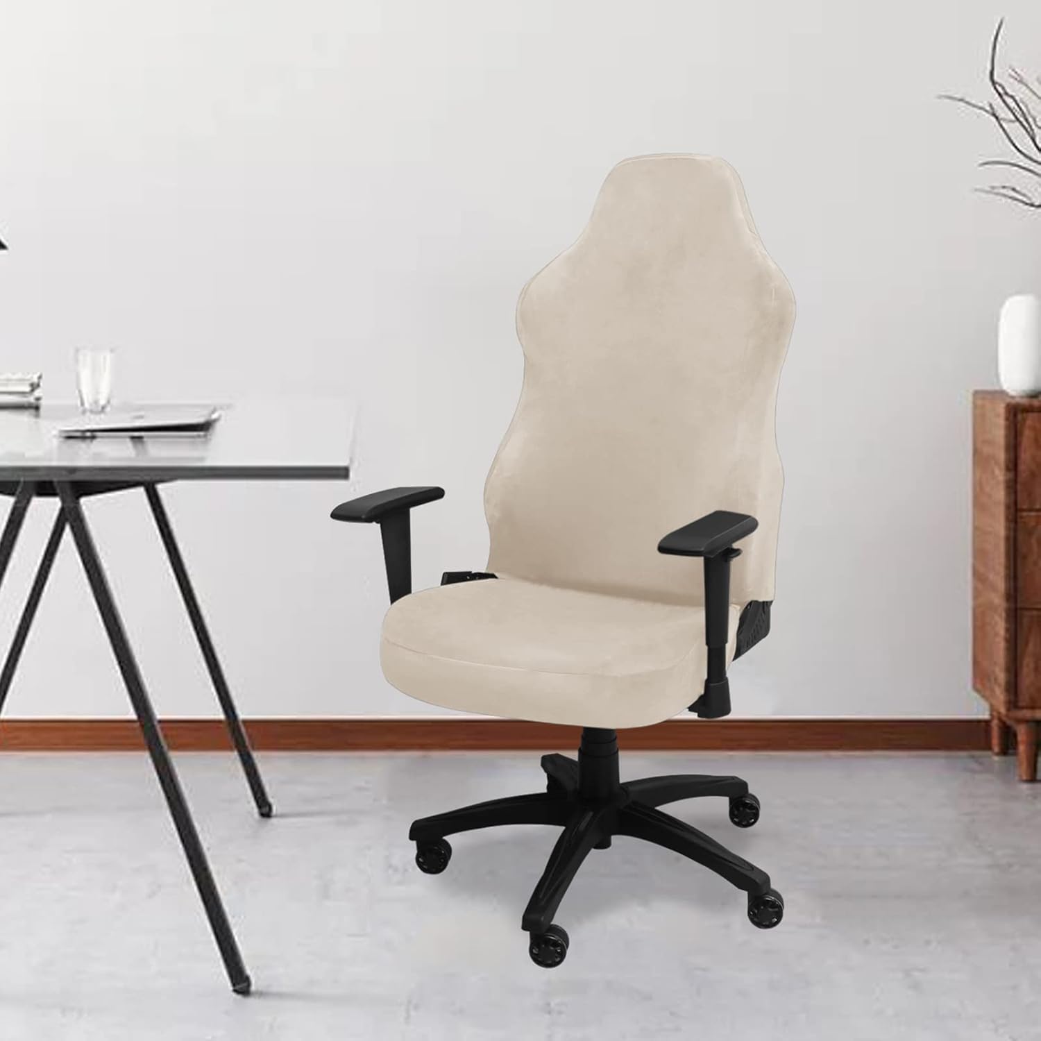 HAOYONG Funda para silla de videojuegos, de terciopelo, elástica, para silla de computadora, funda para silla de jefe, funda universal giratoria