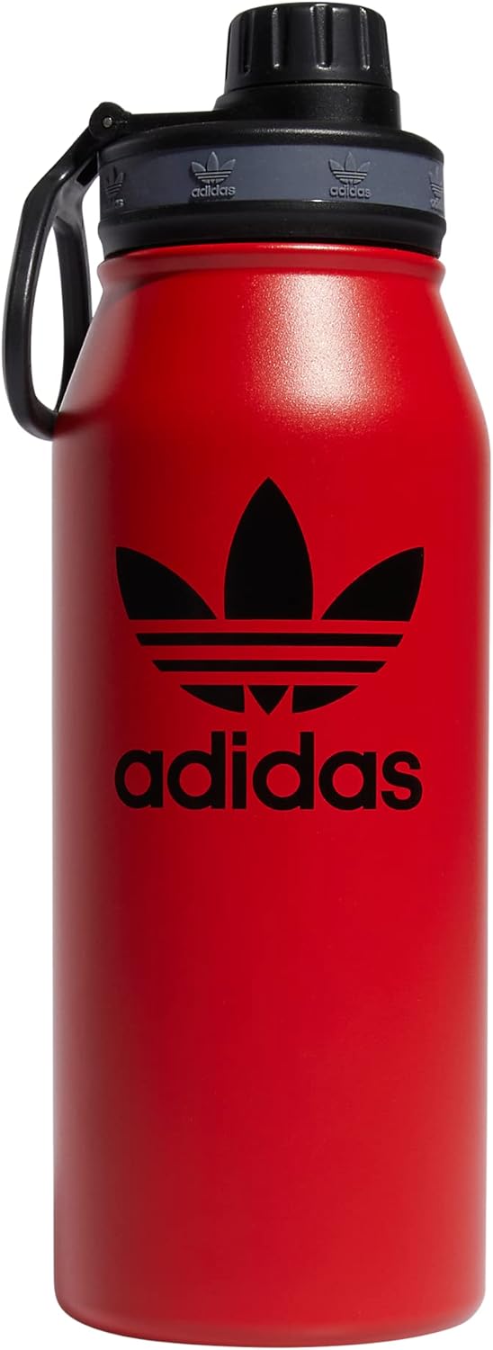 adidas Originals Botella de agua de metal de 1 litro (32 onzas), calientefría, de doble pared, aislada, acero inoxidable 188