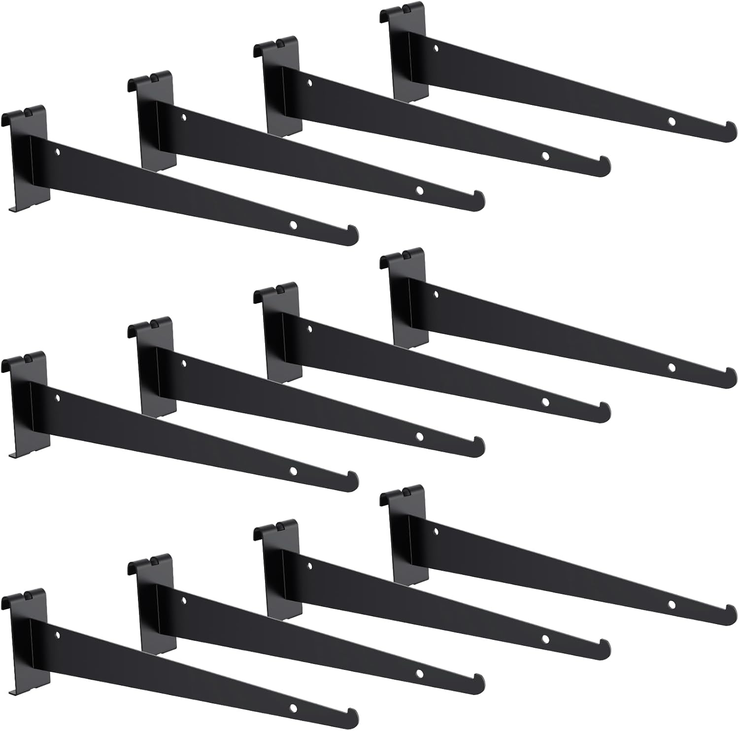 10 soportes de estante de pared de rejilla de 12 pulgadas, soportes negros para estante de pared de rejilla con borde resistente, accesorios de