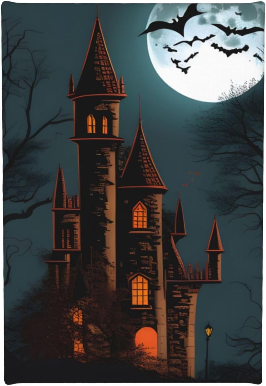 yvkew Arte de pared de castillo de Halloween por la noche, pintura en lienzo, decoración del hogar, pinturas de arte abstracto, regalos, arte