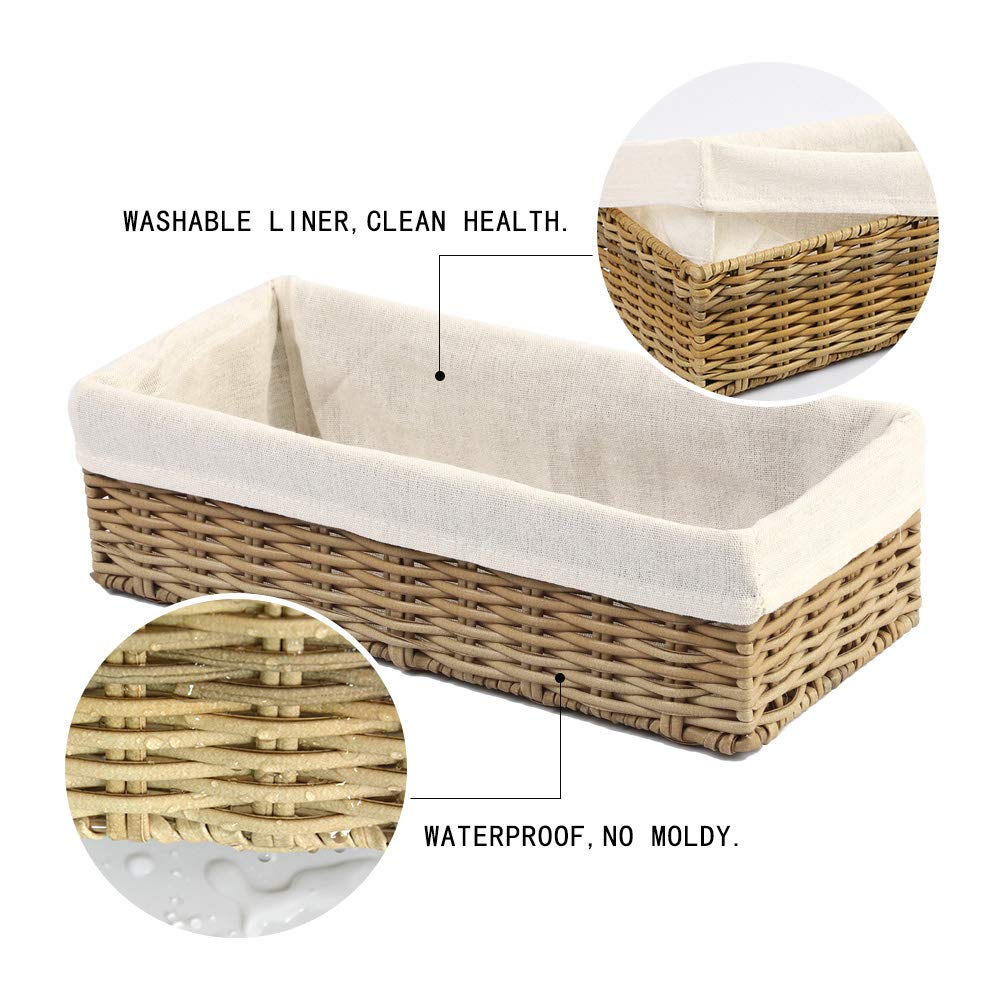 HOSROOME Cestas de mimbre de baño para organizar papel higiénico, cesta de almacenamiento para tanque de inodoro, cesta decorativa para armario,