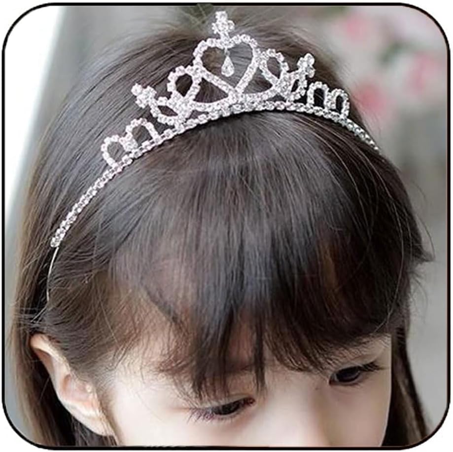 Gortin Corona de tiara de cristal para niñas, corona de princesa plateada para fiesta de cumpleaños, diadema de diamantes de imitación, tocados de