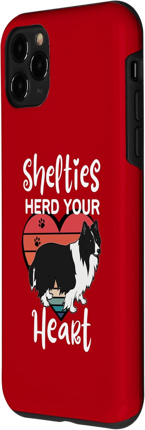 Funda para iPhone 11 Pro Shelties Herd Your Heart Black White Bi Black Sheltie Mom
