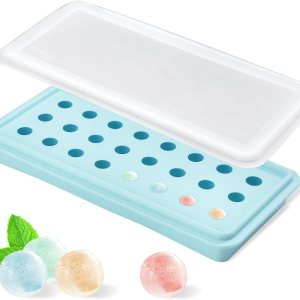 Bandeja de cubitos de hielo de silicona de fácil liberación, bandeja de cubitos de hielo para hielera de bolas de hielo para cócteles, café helado y Bandeja de cubitos de hielo de silicona de fácil liberación, bandeja de cubitos de hielo para hielera de bolas de hielo para cócteles, café helado y