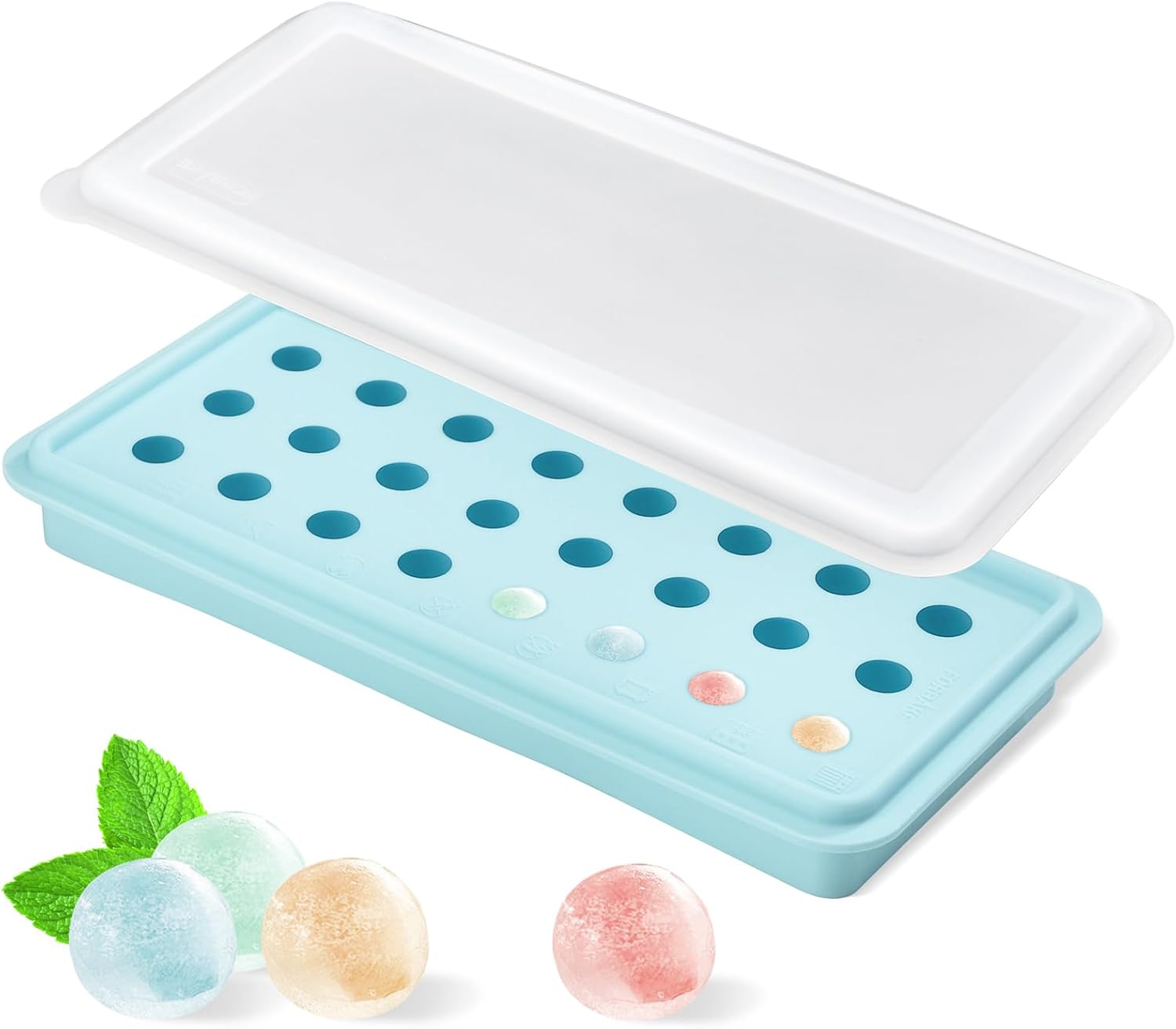 Bandeja de cubitos de hielo de silicona de fácil liberación, bandeja de cubitos de hielo para hielera de bolas de hielo para cócteles, café helado y
