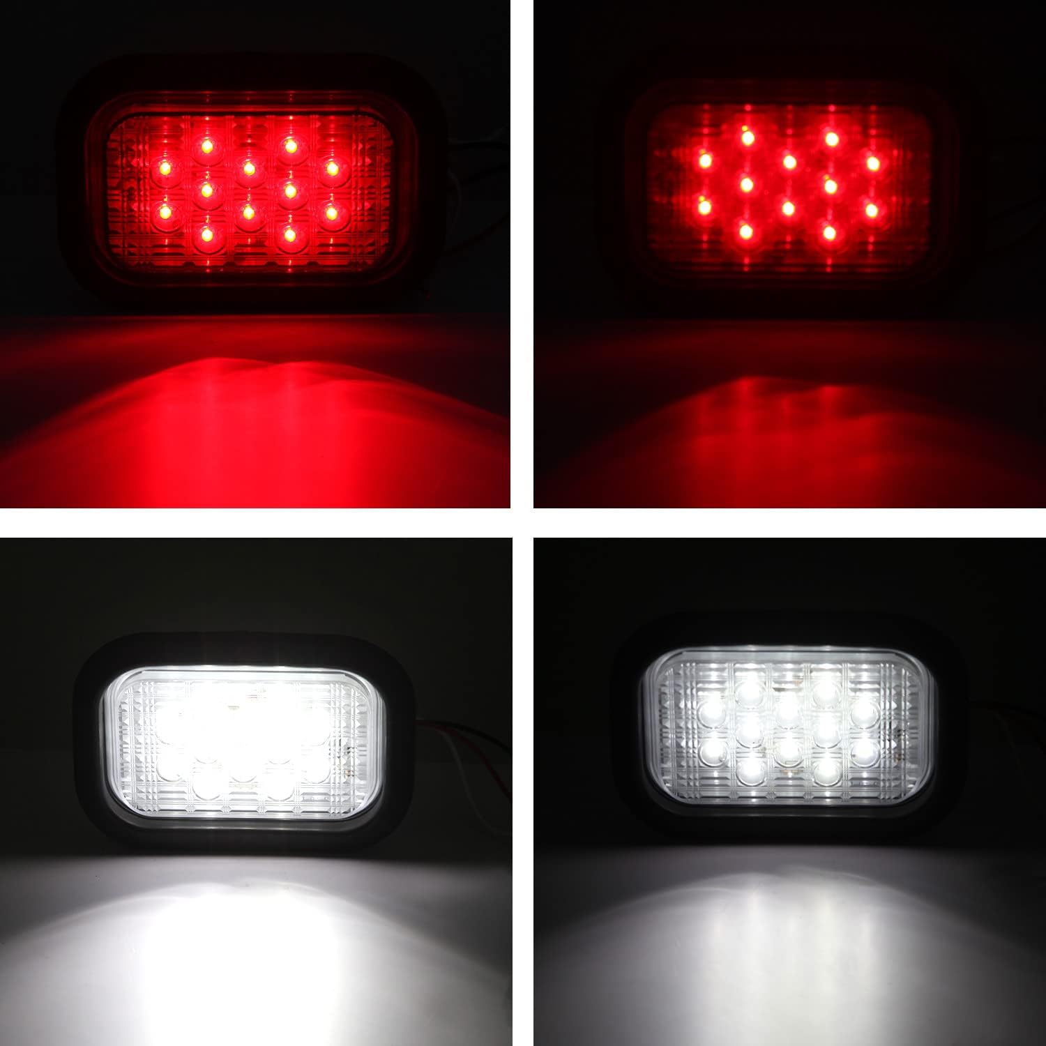 Partswcgg Juego de 6 luces LED rectangulares de 5 x 3 pulgadas para frenogirotraserafreno y respaldo, luces de enganche trasero para camión,