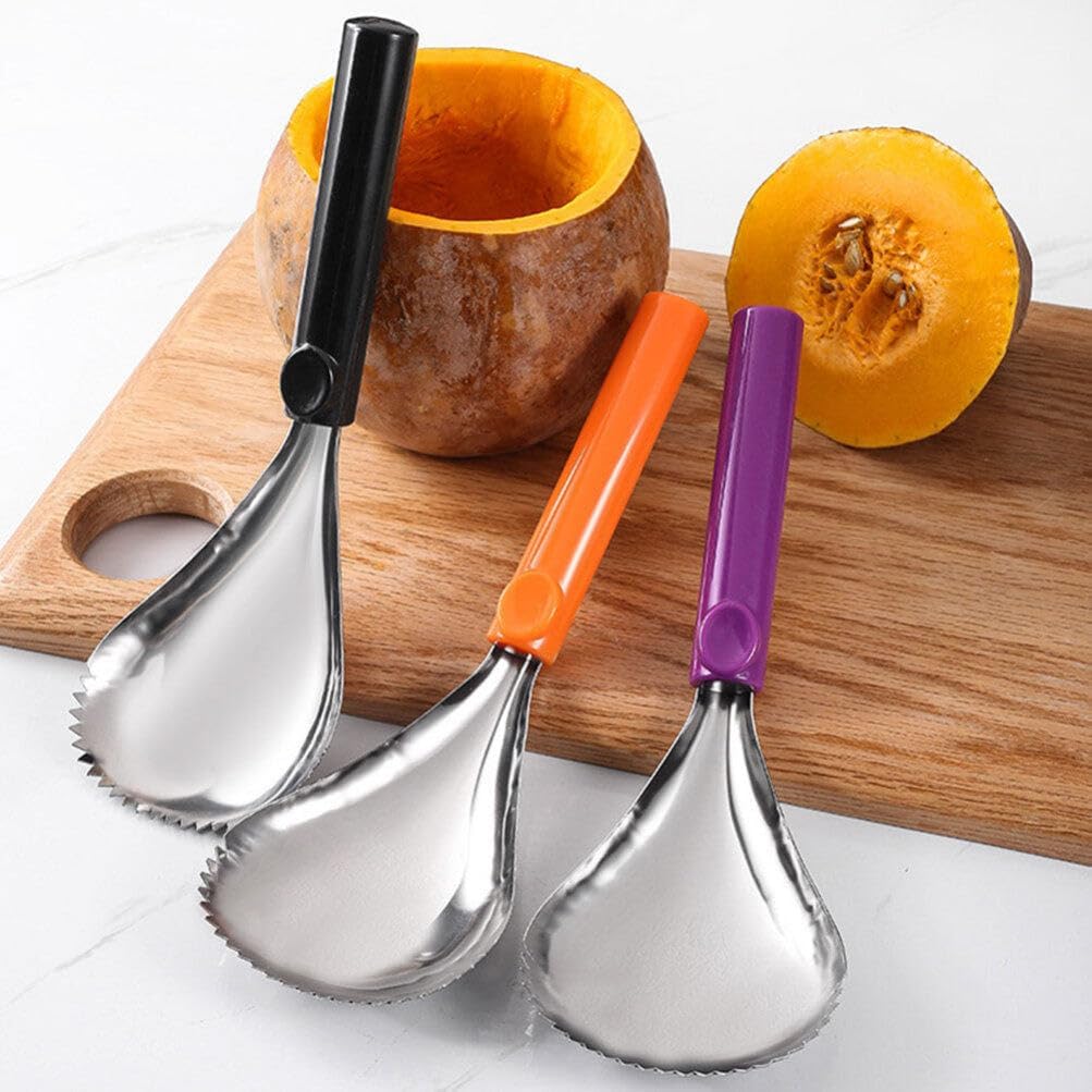 Herramientas manuales 3 piezas de calabaza cuchara de acero inoxidable herramienta de tallado de frutas manual sandía melón cuchara calabaza