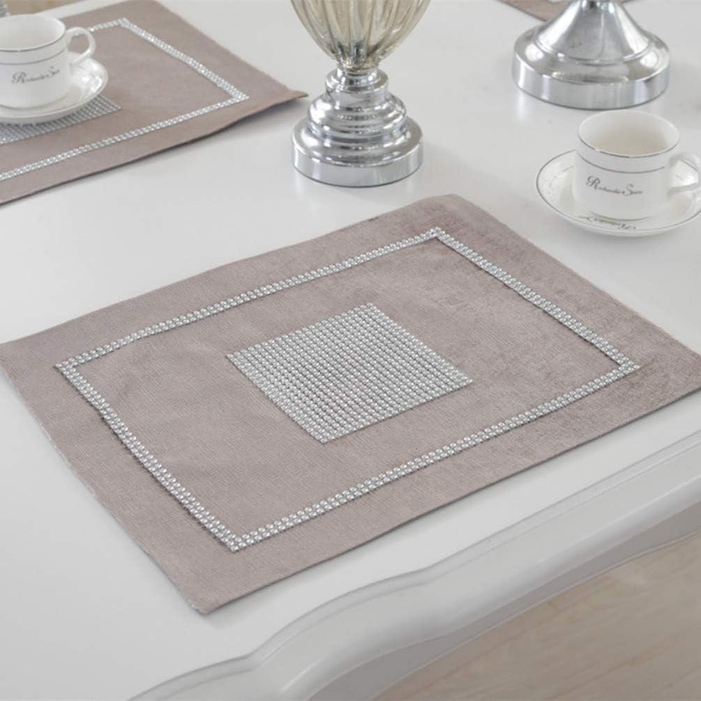 San Tungus Paquete de 4, manteles individuales elegantes de 12 x 16 pulgadas, manteles individuales clásicos y elegantes con lentejuelas y diamantes