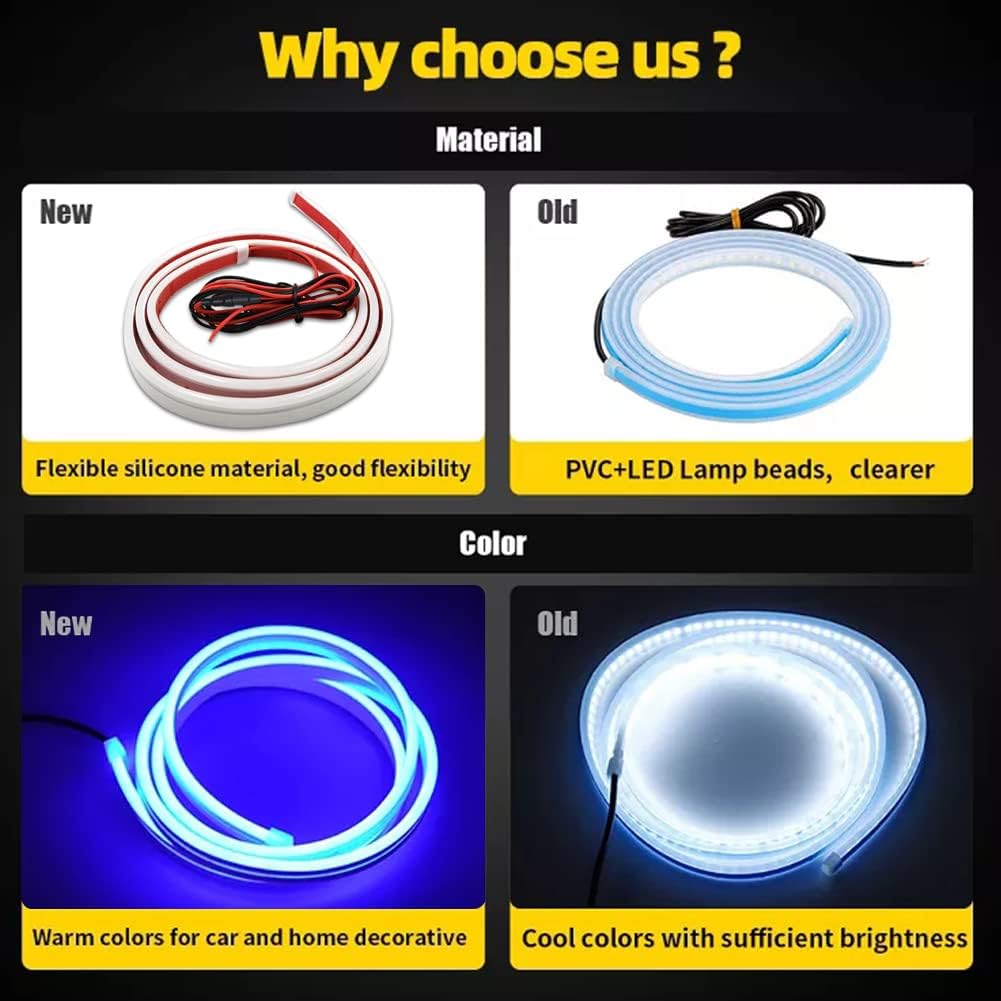 Tira de luces LED para capó de automóvil de 79 pulgadas, tira de luces LED flexible para exteriores de automóvil, impermeable, decoración de