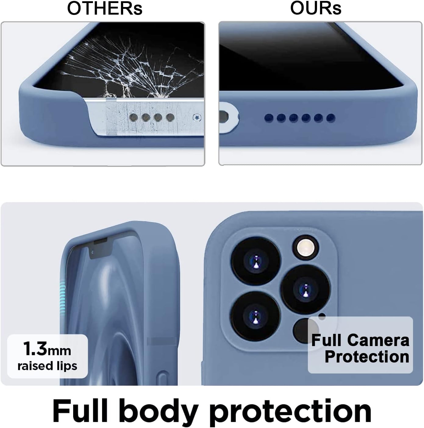 Funda compatible con iPhone 14 Pro con protección de cámara mejorada, funda de silicona mate para teléfono, a prueba de golpes, delgada, cubierta