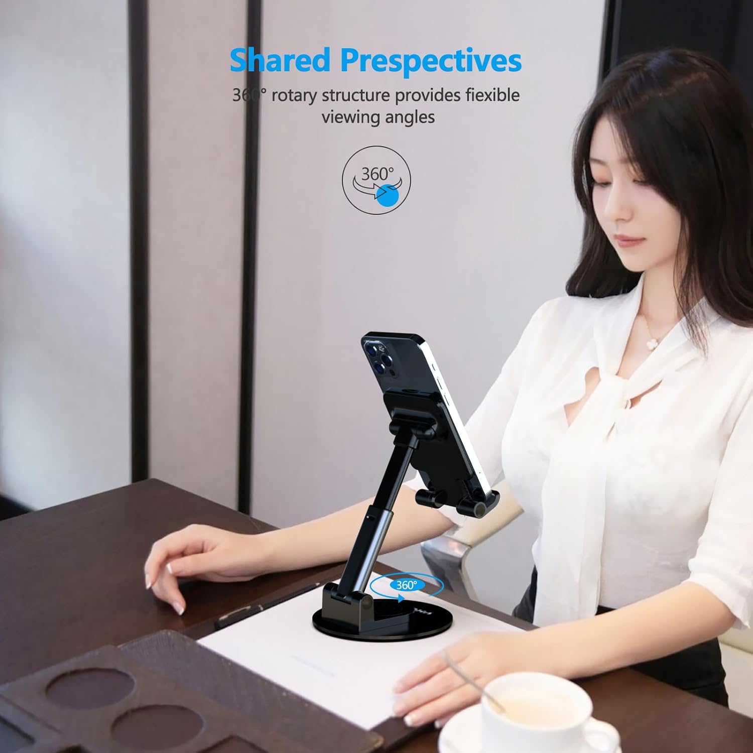 YXLILI Soporte plegable para teléfono, altura de ángulo ajustable, soporte para teléfono celular para escritorio, giratorio de 360, para oficina,
