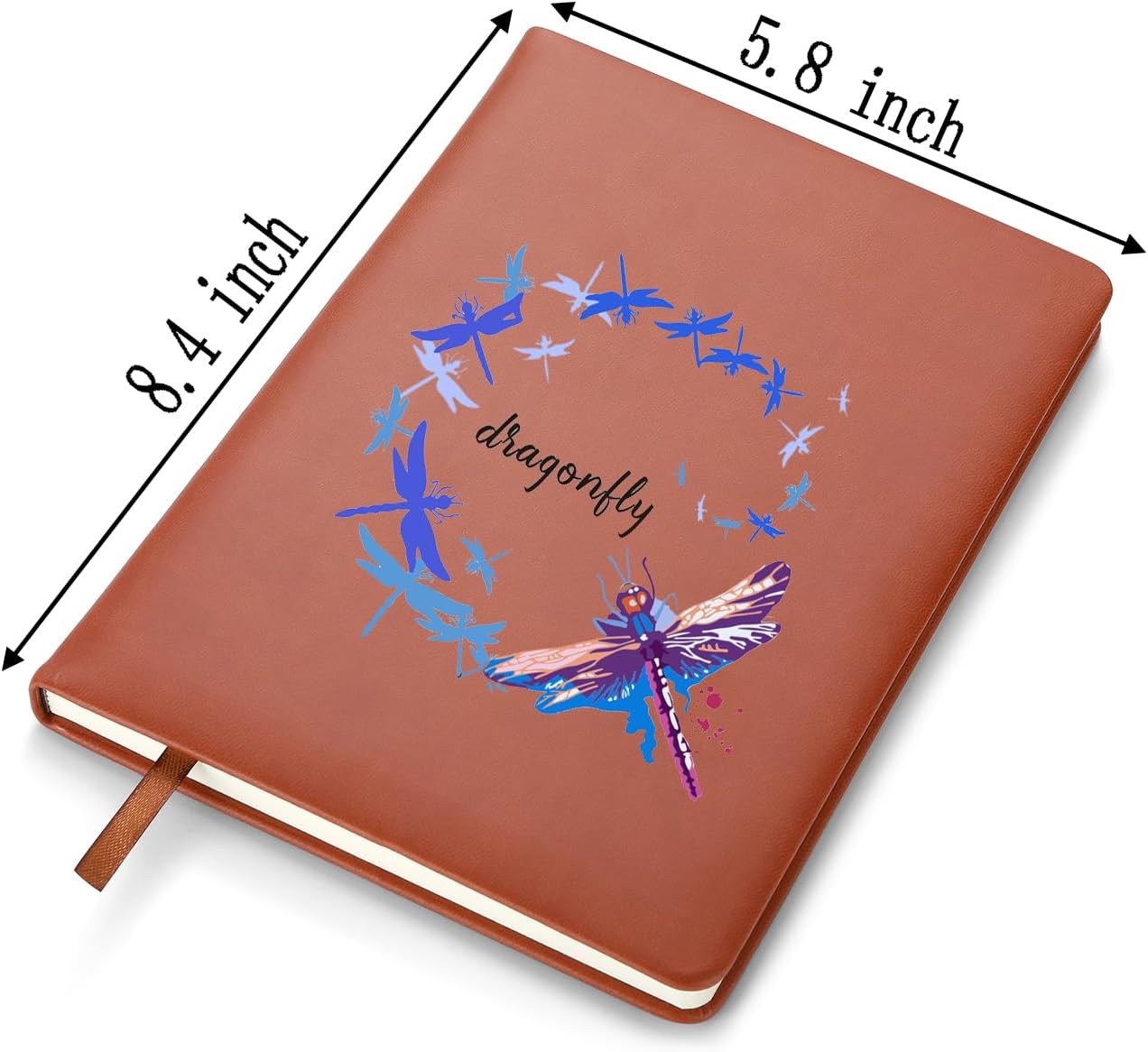 LBWCER Cuaderno de tapa dura, cuero sintético, cuaderno de escritura clásica, 100 páginas rayadas, diario de recuerdo de libélula (libélula)