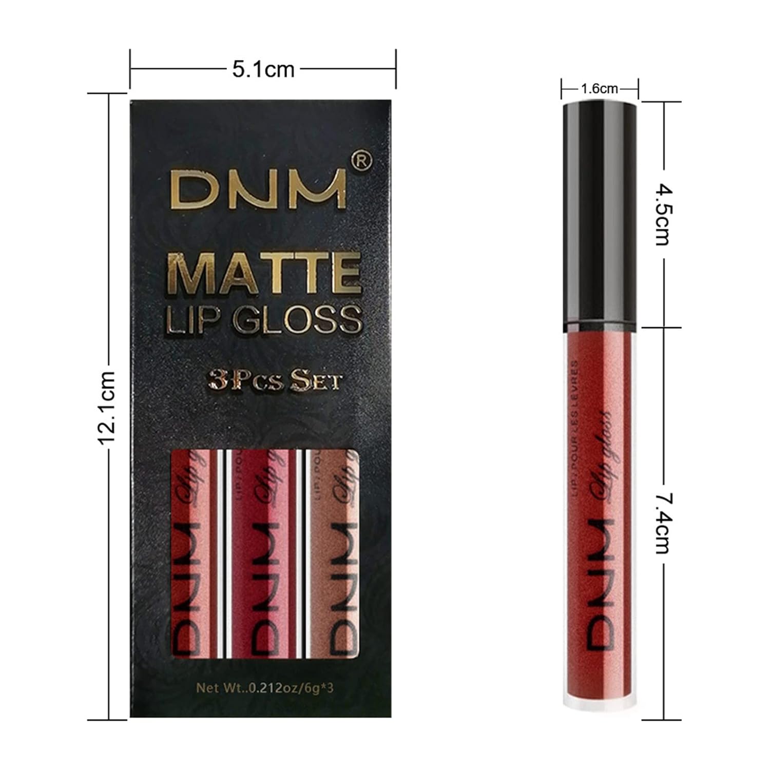 COOSA Kit de 3 vasos antiadherentes de lápiz labial líquido mate las 24 horas, impermeable, mate, de larga duración, para mujeres, juego de