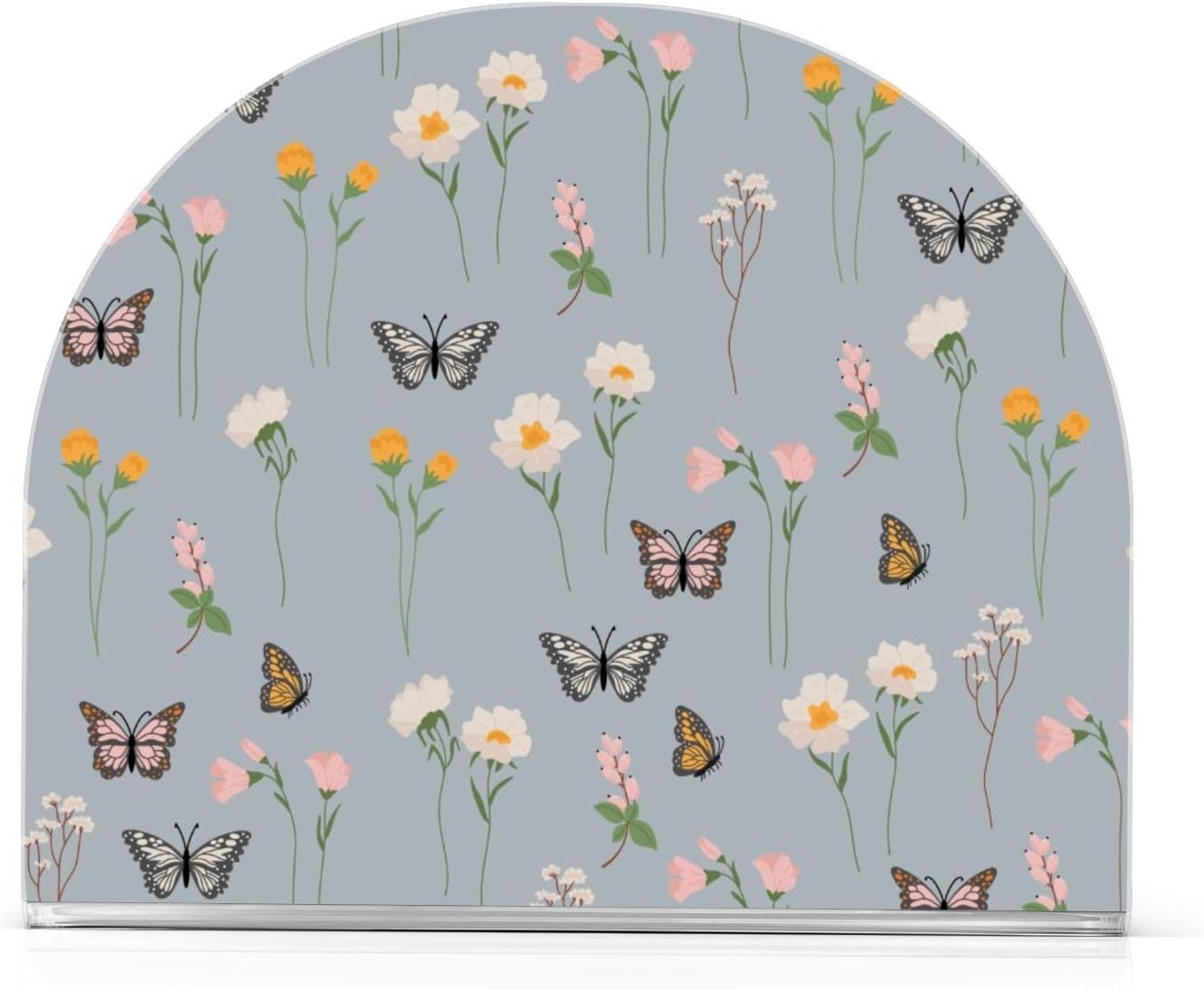 Napkin Holder Butterfly and Wildflowers Napkin Holders for Tables, Clear Acrylic Napkin Holders Cocktail Napkin Holder for Kitchen Restaurant Bar