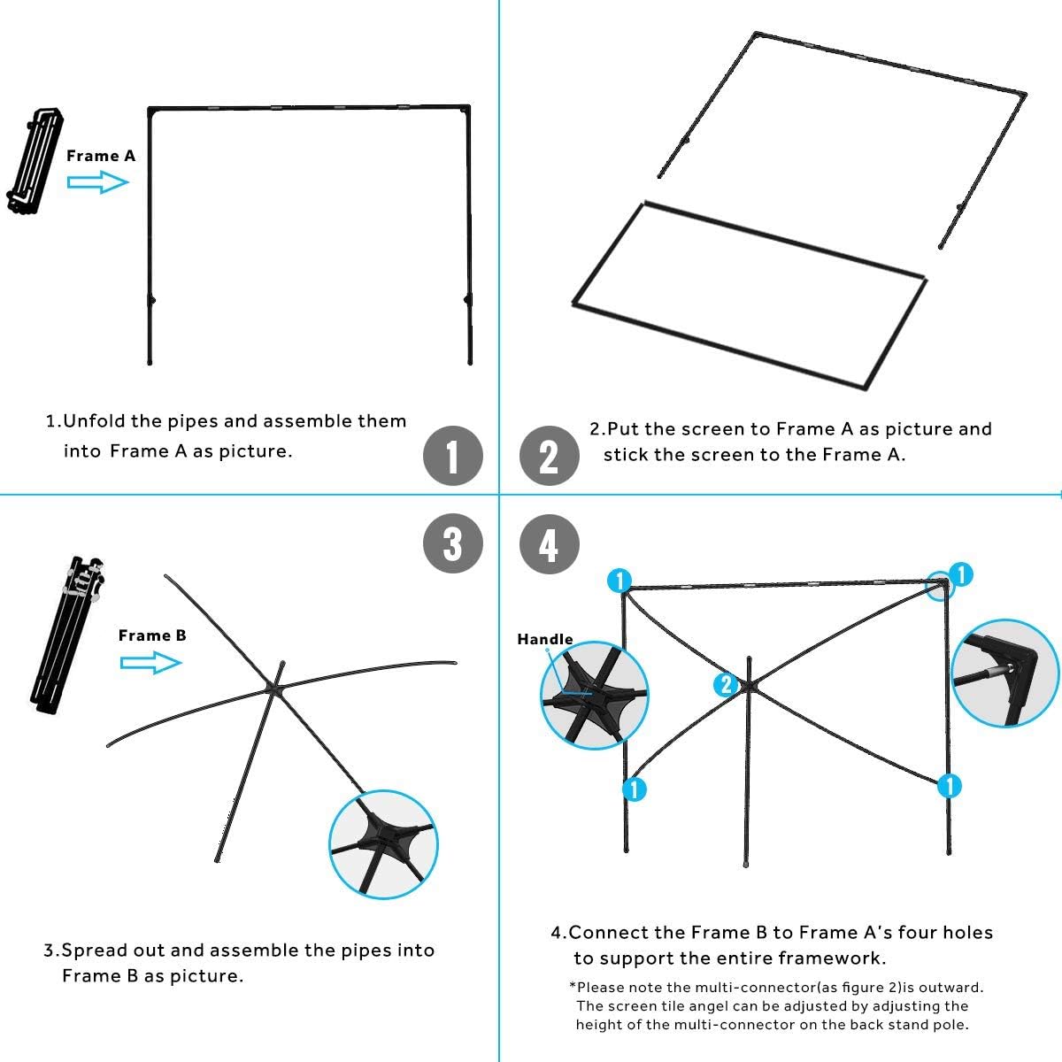 Vamvo - Pantalla de proyección plegable portátil de 120 pulgadas pantalla de proyección 169 HD 4K para interiores y exteriores pantalla de películas - Imagen 7