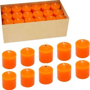 Velas votivas naranjas de 10 horas para bodas, fiestas, Halloween, otoño y emergencia, juego de 36 velas a granel sin perfume para restaurantes y Velas votivas naranjas de 10 horas para bodas, fiestas, Halloween, otoño y emergencia, juego de 36 velas a granel sin perfume para restaurantes y