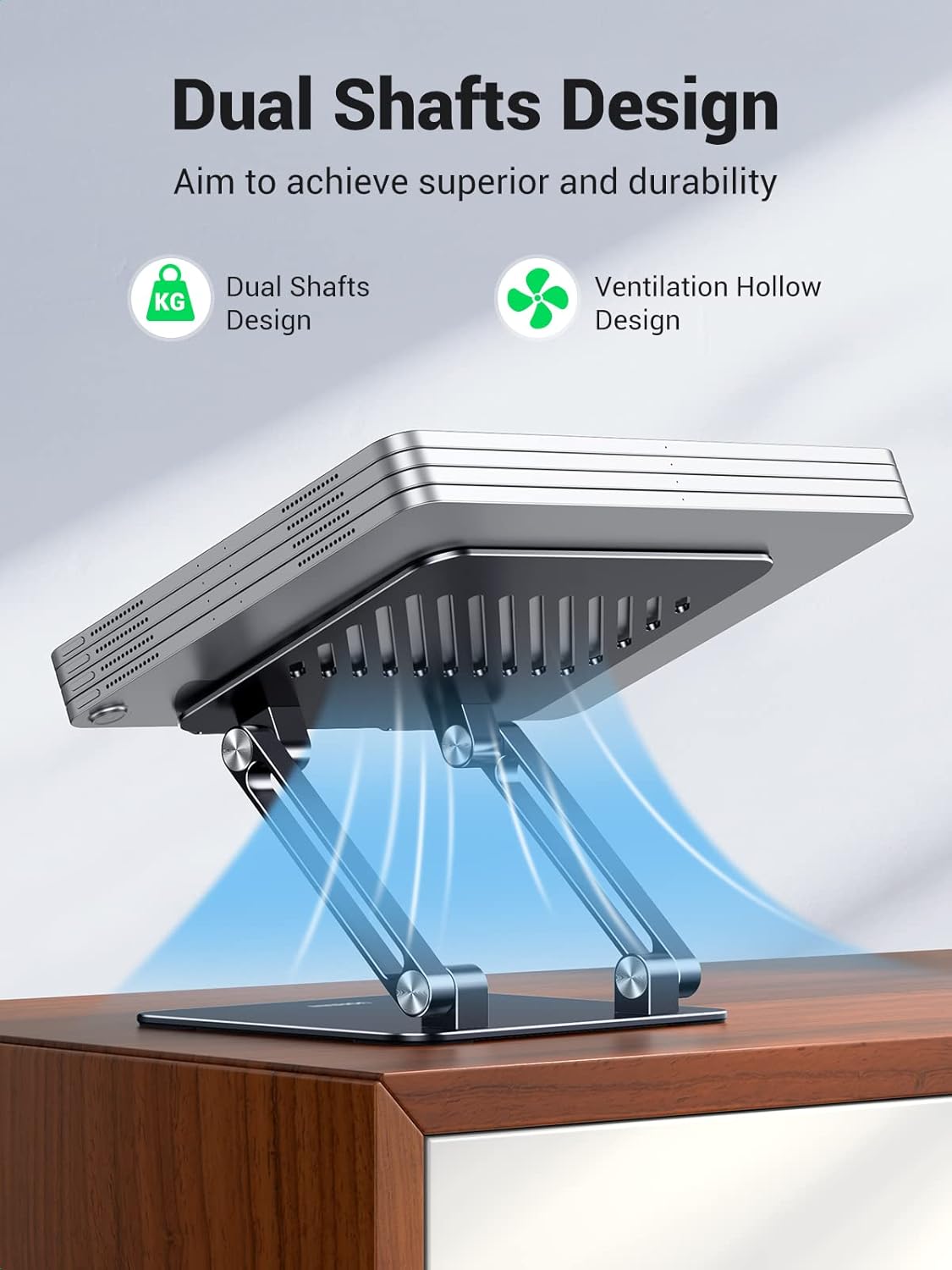 UGREEN Soporte para tablet para escritorio, soporte de doble varilla de aluminio, soporte para tableta, base ajustable, elevador multiángulo,