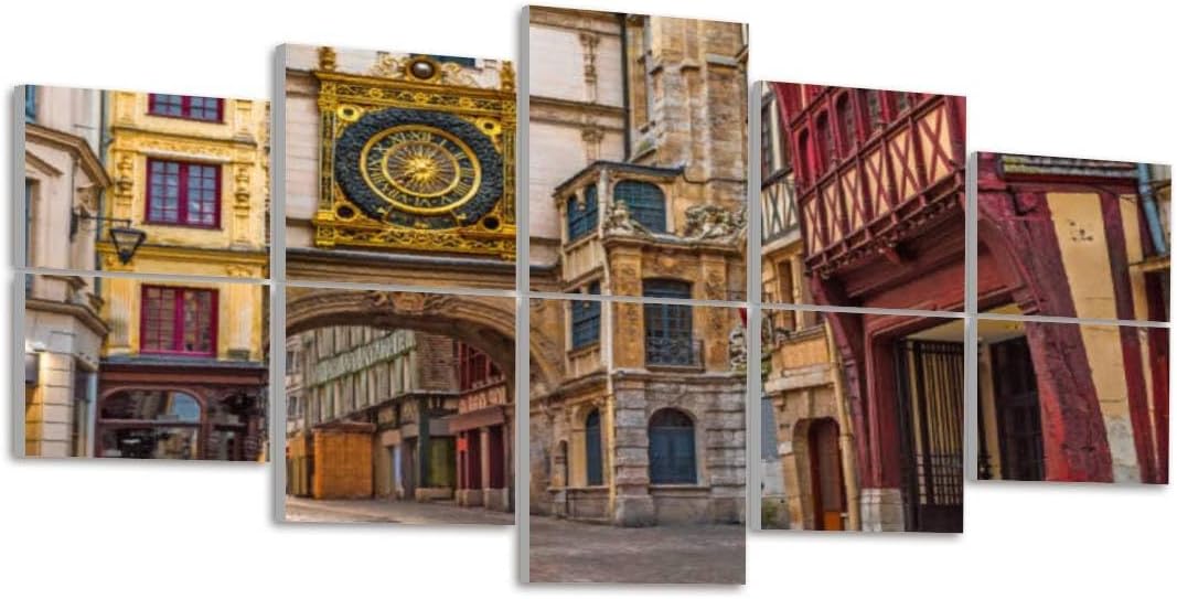 Paneles de pared acústicos insonorizados Antiguos y acogedores famos callejeros grandes relojes Gros Horloge Normandía Francia Autoadhesivo Arte