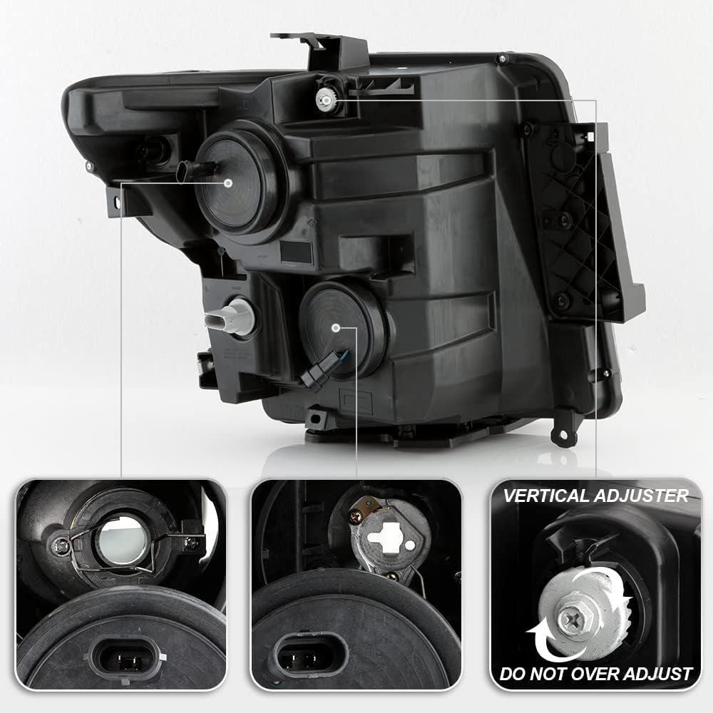 VIPMOTOZ Proyector halógeno de tubo de neón con tira LED para 2016-2023 compatible con Nissan TitanXD conductor y lado del pasajero, carcasa negra,