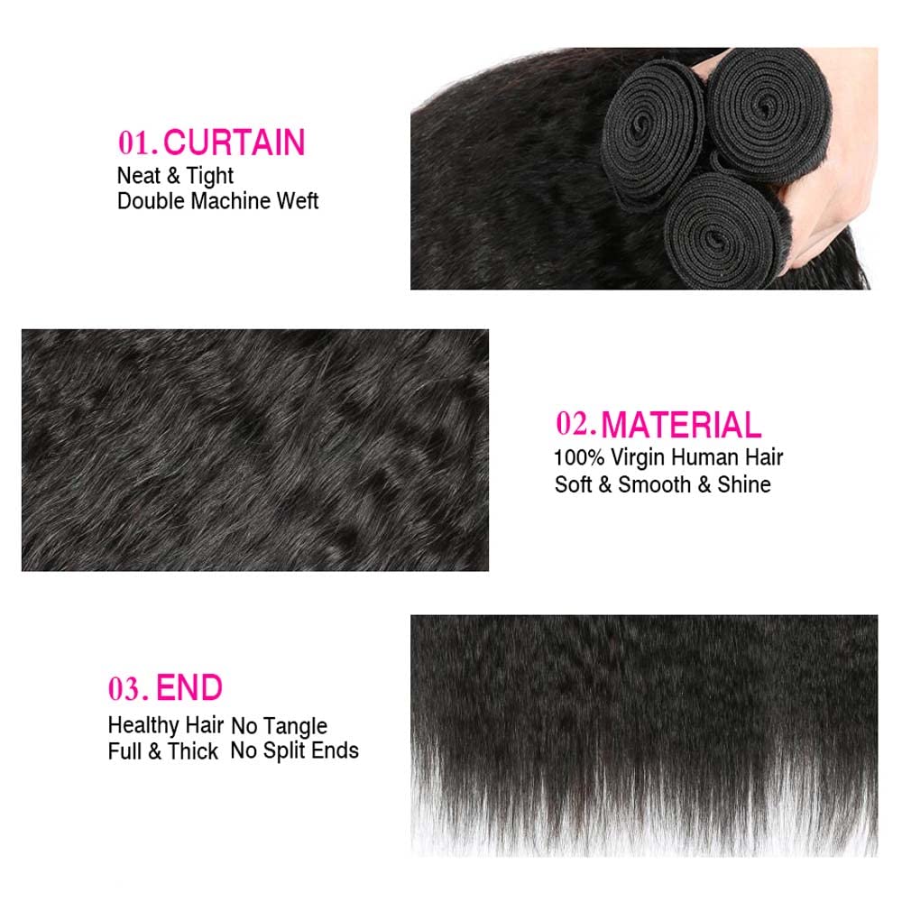 Yaki – Paquetes de cabello humano lacio de 26, 26, 26 y 26 pulgadas, paquetes de cabello humano brasileño virgen, paquetes de cabello humano