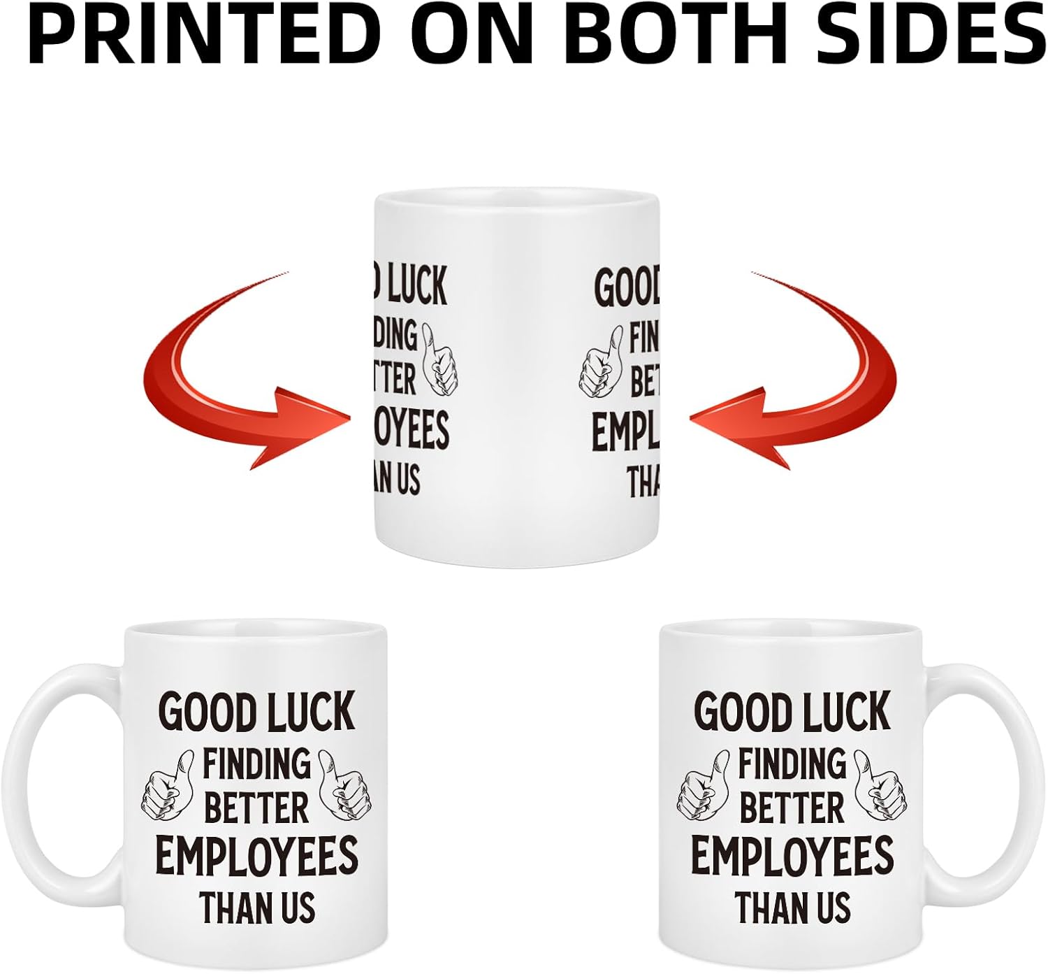 Maustic Taza de café divertida con texto en inglés Boss Going Away, Good Luck Finding Better Employees Than Us, regalo de jubilación para jefe,