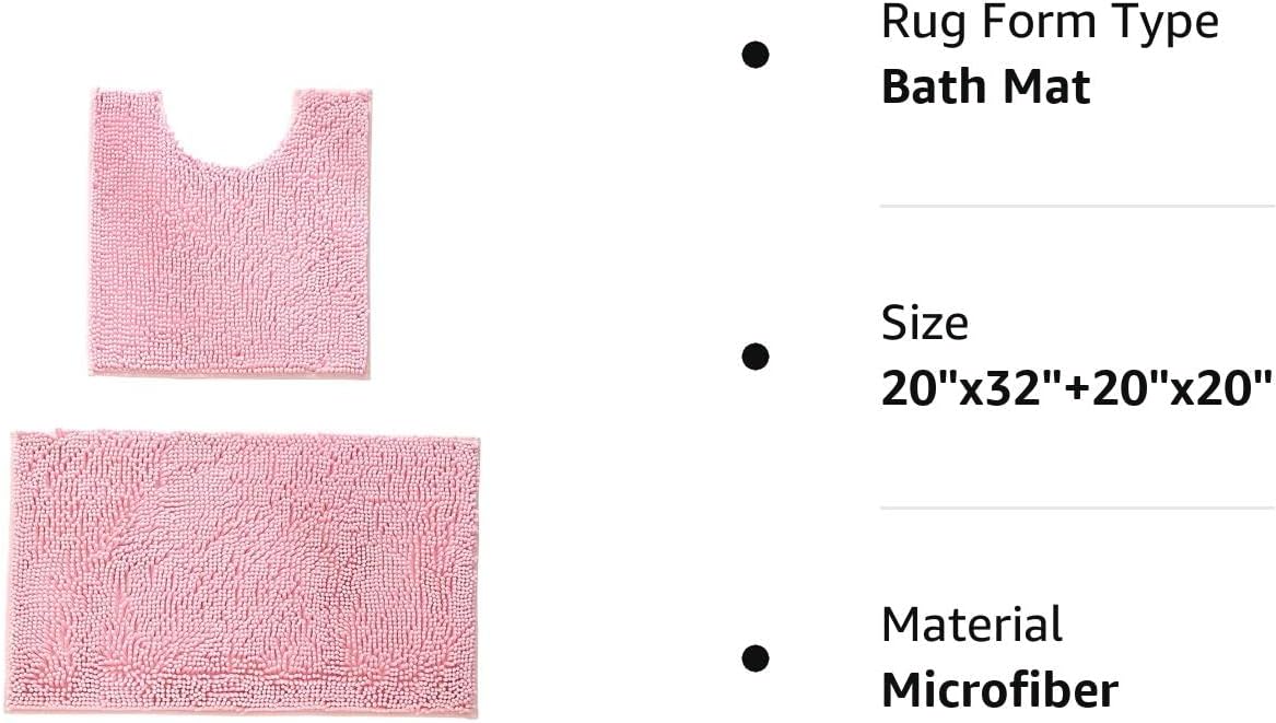 Juego de 2 alfombras de baño de felpilla ultra suaves, antideslizantes, absorbentes, para inodoro, antideslizantes, extra y alfombras para ducha,