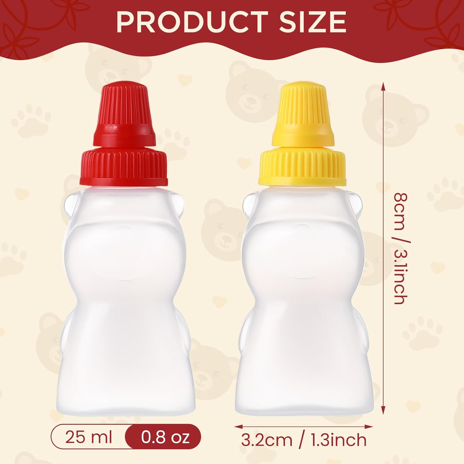 RONRONS 8 mini botellas de ketchup en forma de oso, botella exprimible para condimentos para caja Bento, accesorios de 0.8 fl oz, recipientes de