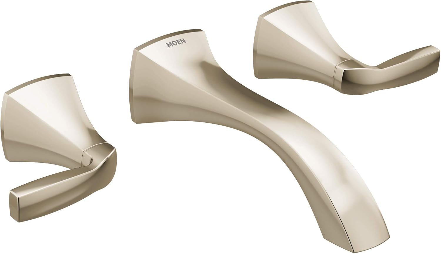 Moen T6906NL Voss – Grifo de baño con dos manijas para montaje en pared, requiere válvula, níquel pulido