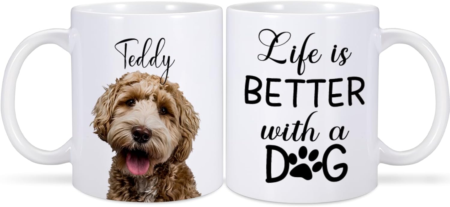 Taza personalizada para perros  Life is Better with a Dog  Taza de café personalizada de 11 onzas para los amantes de los perros  Taza de foto de