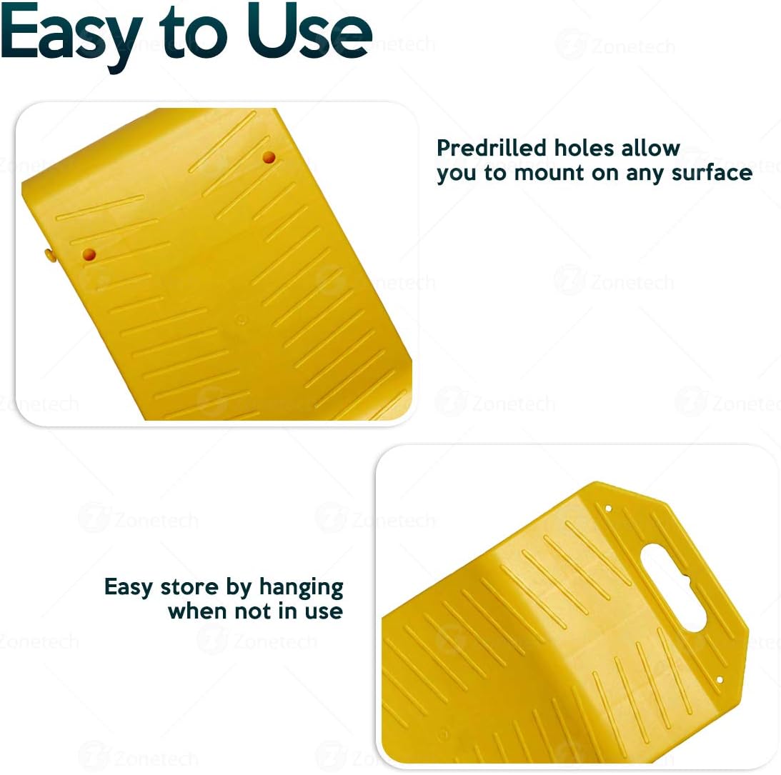 Zone Tech – Rampas ahorradoras de neumáticos de alta calidad, portátiles, altamente visibles, color amarillo, rampas de viaje para almacenamiento de