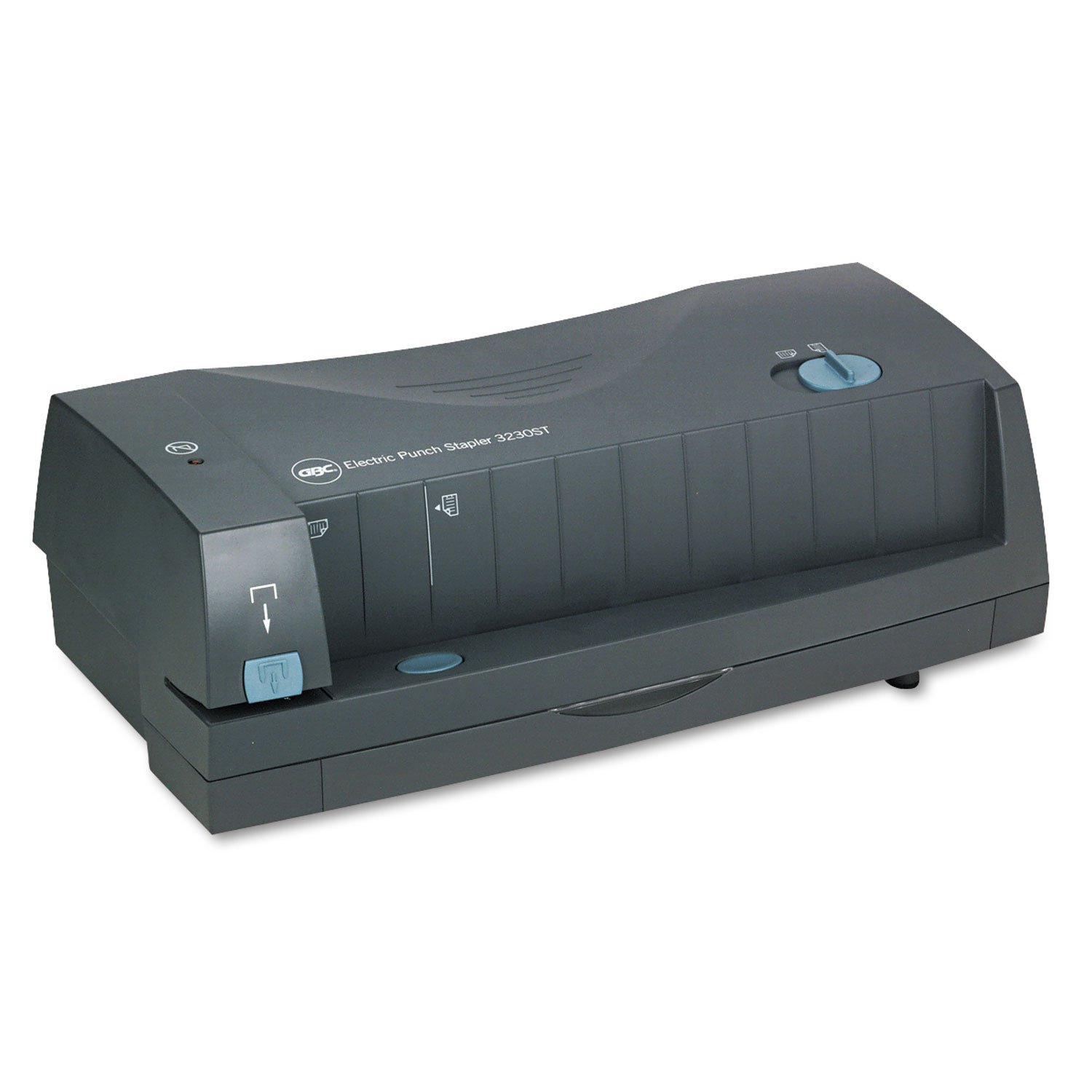 GBC Perforadoragrapadora eléctrica, 2-3 agujeros, centros ajustables, capacidad de 24 hojas, gris, modelo 3230ST (7704280)