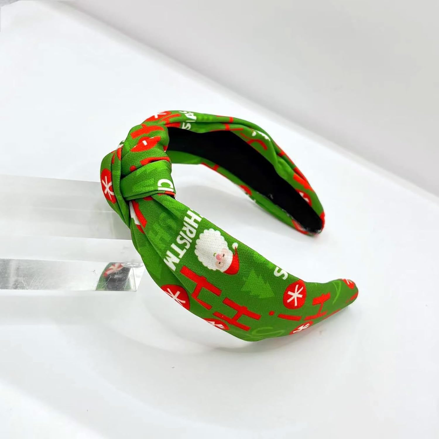 2 diademas anudadas de Navidad para mujeres y niñas, diademas verdes y rojas, lindos copos de nieve, Papá Noel, muñeco de nieve, árbol de Navidad,