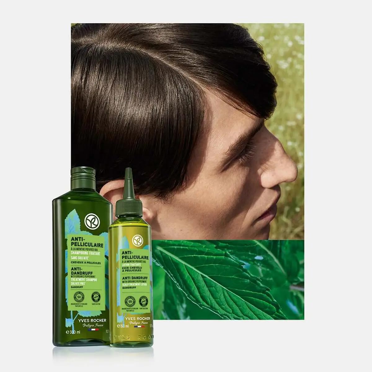 Yves Rocher Champú anticaspa con tratamiento orgánico de menta sin sulfato – 10.1 fl oz.  10.1 fl oz