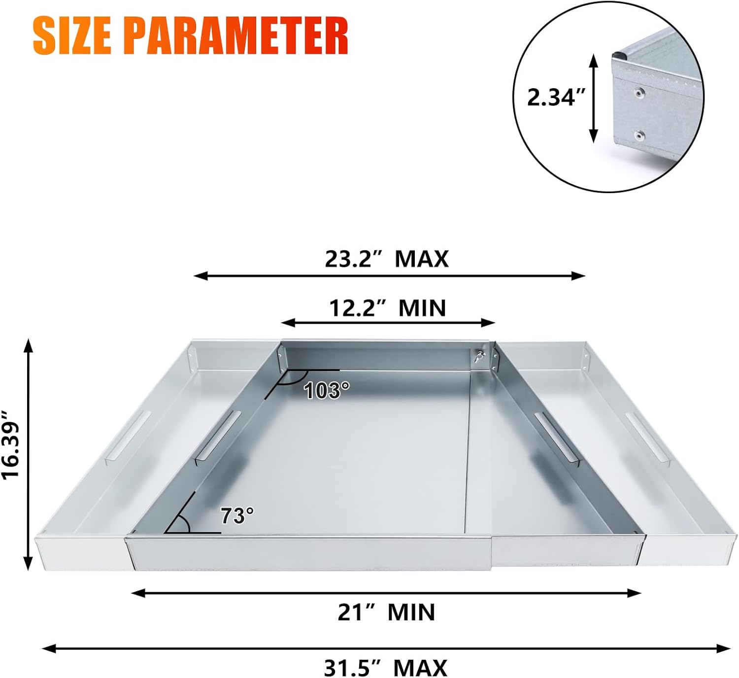 Uniflasy Bandeja ajustable para chimenea para colección de cenizas, soporte de brasas de acero galvanizado en el interior de accesorios de chimenea,