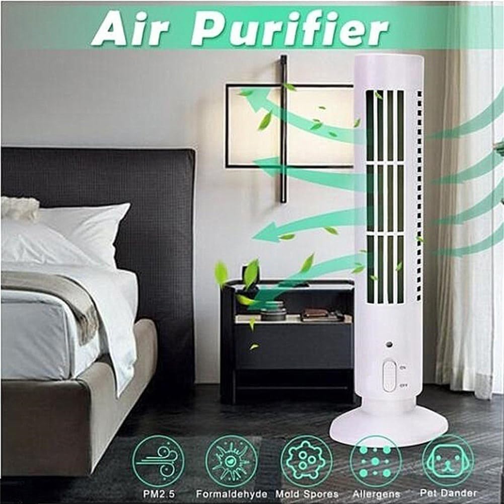 DENGWANG Ventilador de torre sin hojas con luz nocturna de atmósfera, ventilador de torre sin aspas, ventilador de torre silencioso para dormitorio,