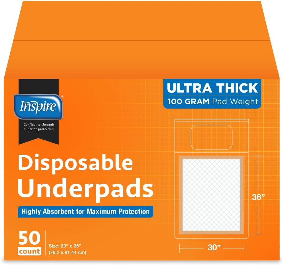 Inspire XL 30 x 36 Ultra – Almohadillas de cama súper absorbentes de 3.53 oz para incontinencia (50)