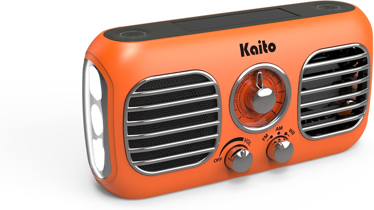Kaito KA777 Radio de emergencia y ventilador portátil – Radio meteorológica AMFM NOAA y banco de energía de 4,000 mAh recargable con panel solar y
