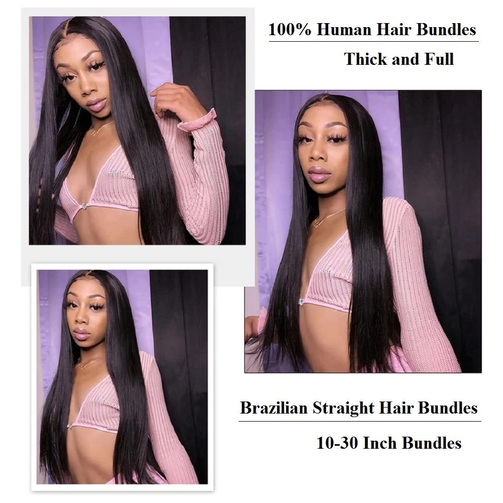 QIYING Paquetes de cabello humano lacio 10A de 12 pulgadas, paquetes de cabello lacio brasileño 100% sin procesar, virgen, lacio, tejido de cabello