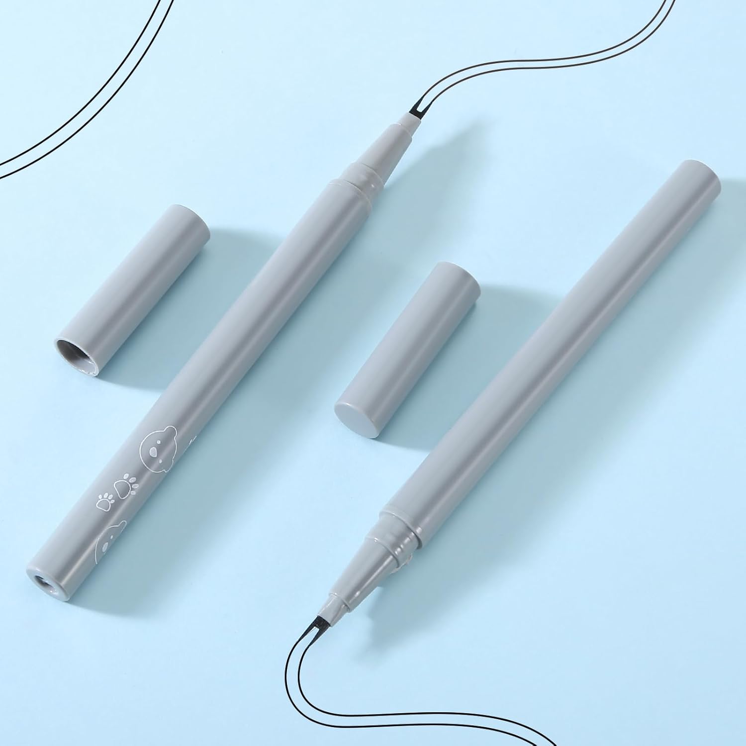 Boobeen Lápiz de pestañas inferiores, delineador de pestañas inferiores de doble punta, delineador de ojos líquido impermeable, definición precisa,