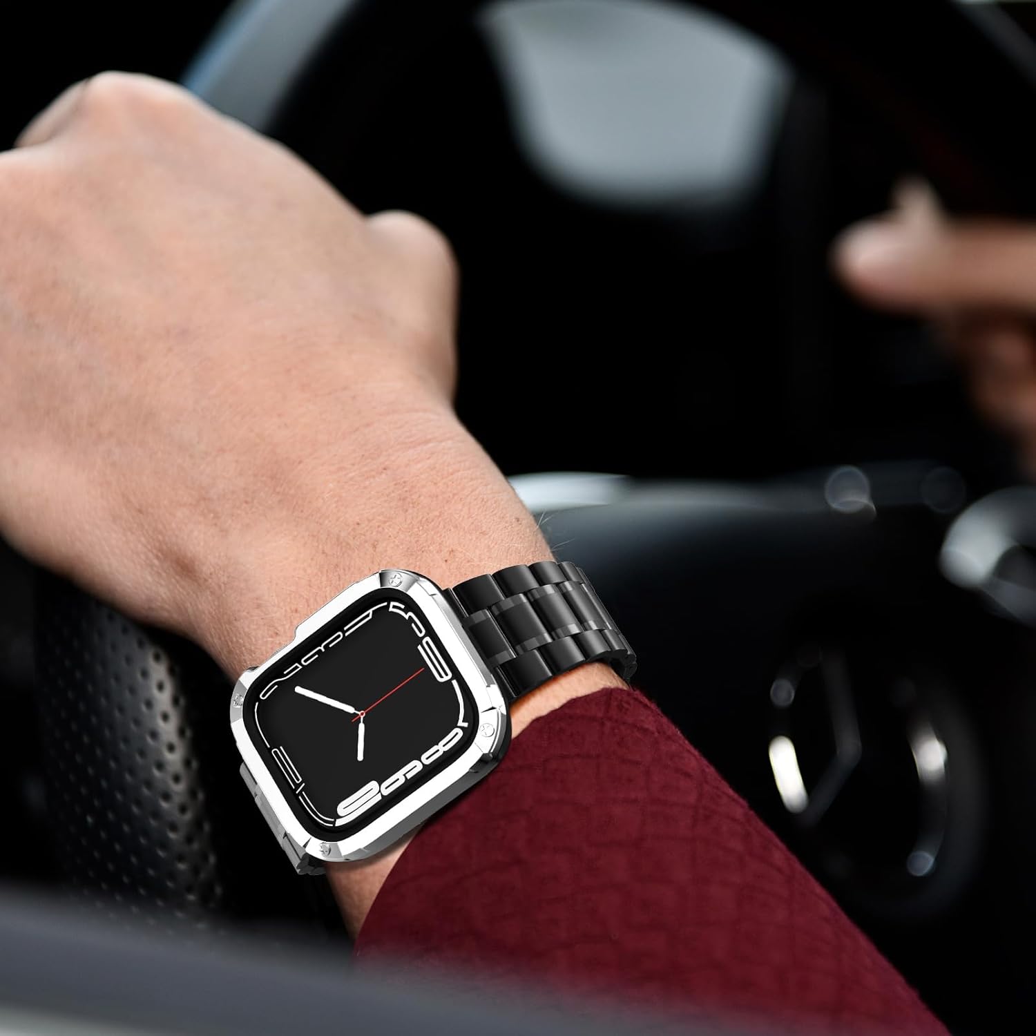 KADES Correa de acero inoxidable sólida compatible con Apple Watch de 1.929 in 1.772 in 1.732 in 1.654 in 1.614 in 1.575 in 1.496 in, correa de