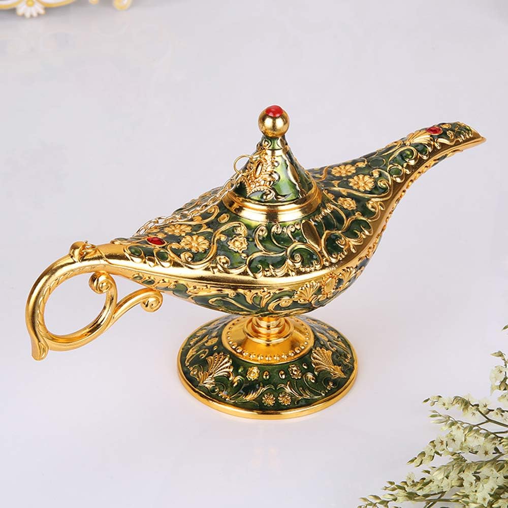 Lámpara de genio mágico Aladdin vintage para decoración y regalo de mesa de boda, decoración y regalo, lámpara árabe clásica de aleación de zinc