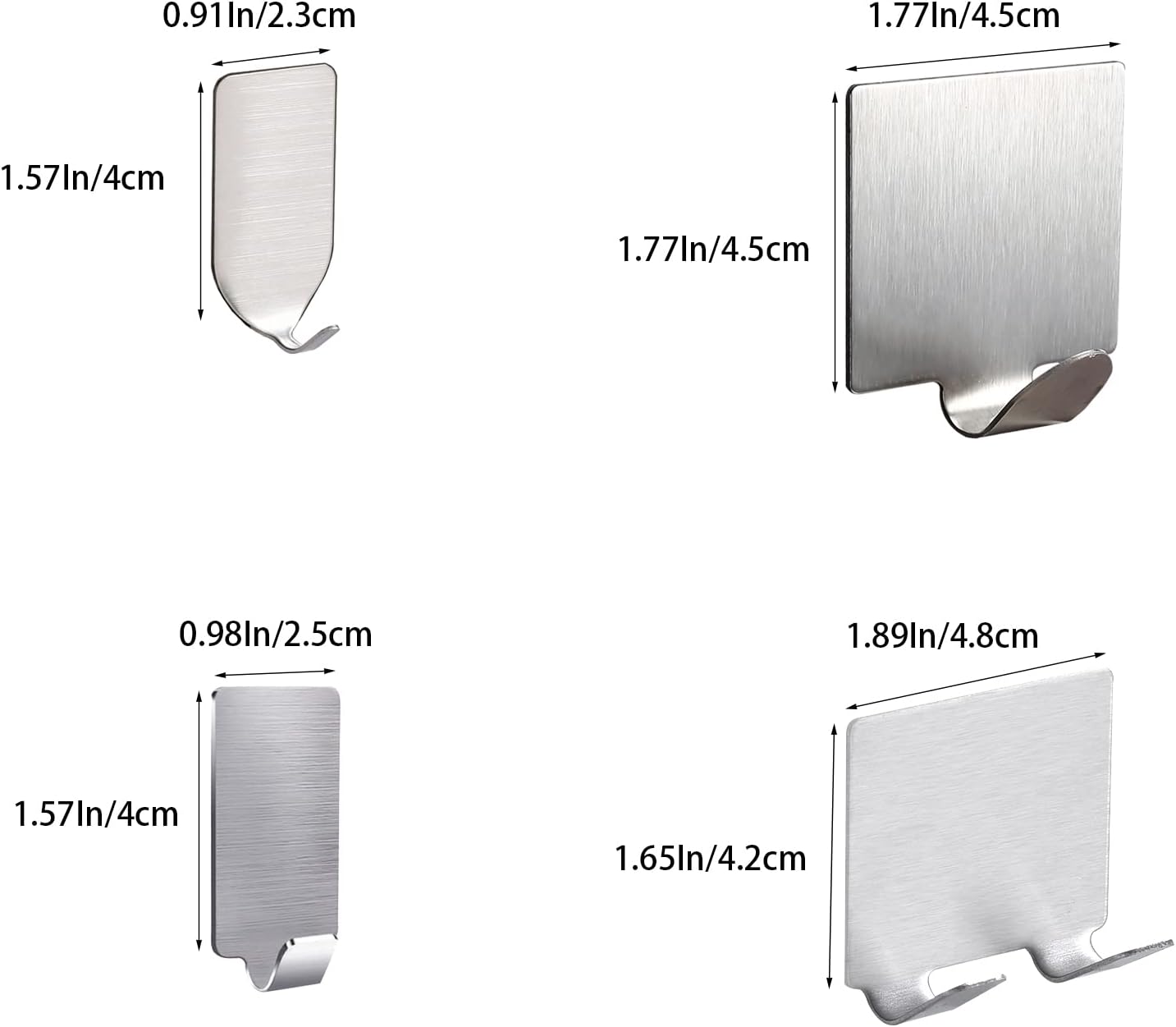 24 ganchos adhesivos resistentes, ganchos adhesivos de pared, ganchos de acero inoxidable para el hogar, baño, cocina, oficina, sala de estar