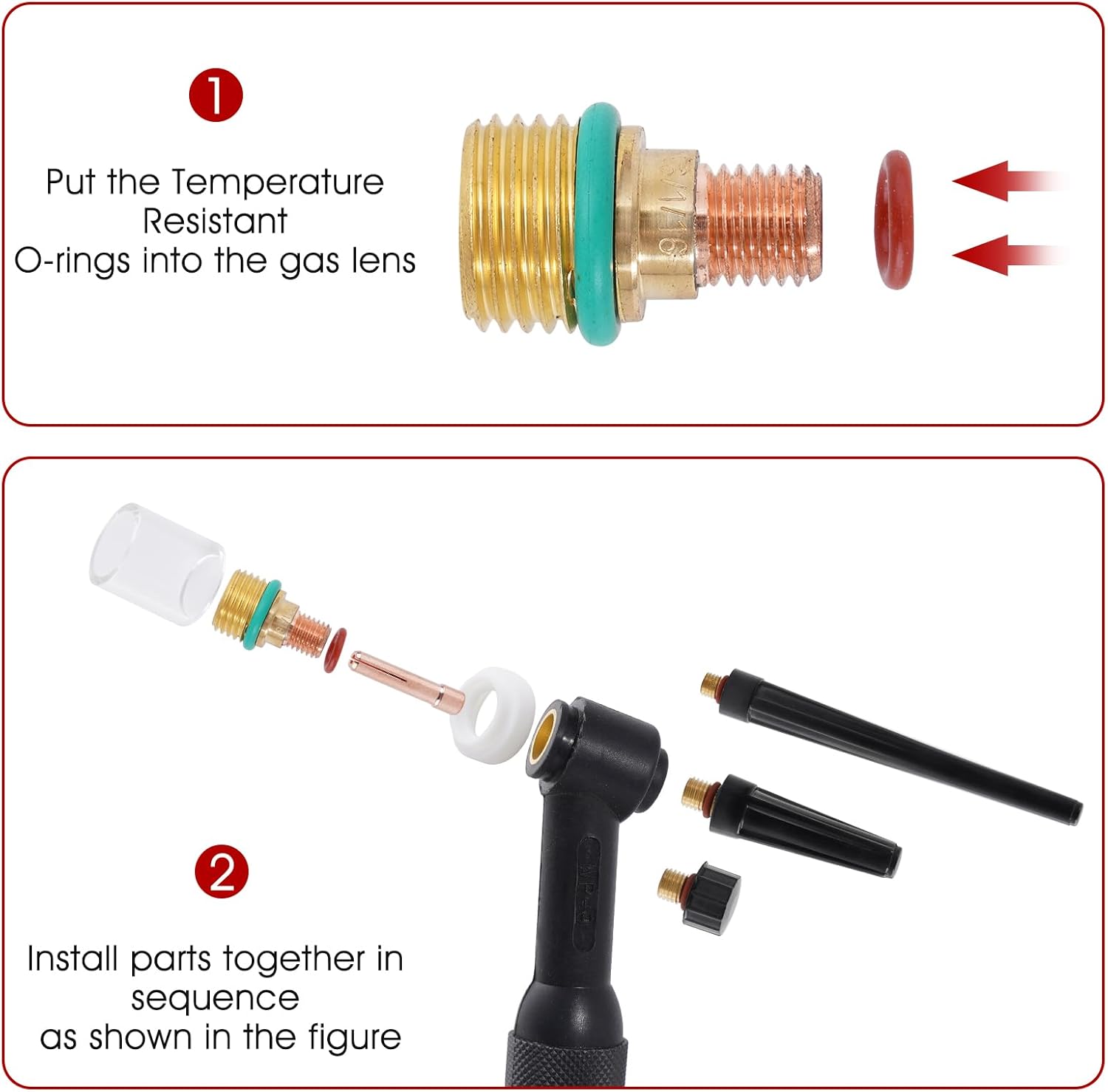 43 unids tig soldadura antorcha Stubby Gas lente #10 Copa de vidrio Accesorios Kit para TIG WP-92025