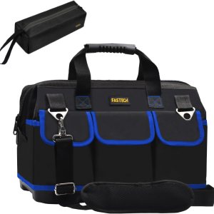 Bolsa de herramientas de 22 pulgadas, kit de herramientas de boca ancha impermeable, organizador de bolsa de herramientas resistente con correas Bolsa de herramientas de 22 pulgadas, kit de herramientas de boca ancha impermeable, organizador de bolsa de herramientas resistente con correas