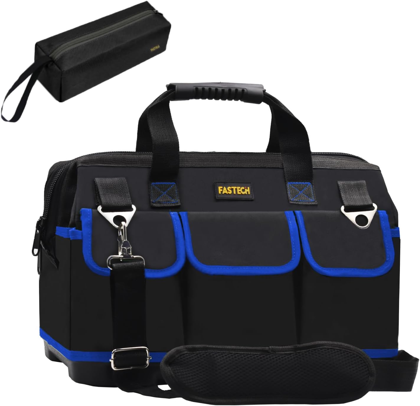 Bolsa de herramientas de 22 pulgadas, kit de herramientas de boca ancha impermeable, organizador de bolsa de herramientas resistente con correas