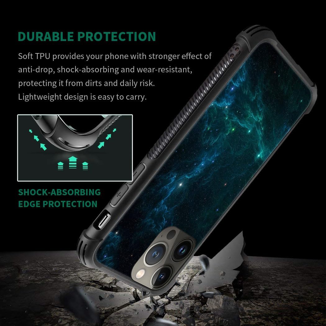 CARLOCA Funda compatible con iPhone 15, increíble diseño de luz espacial nebulosa para iPhone 15, ultra protección, a prueba de golpes, de silicona