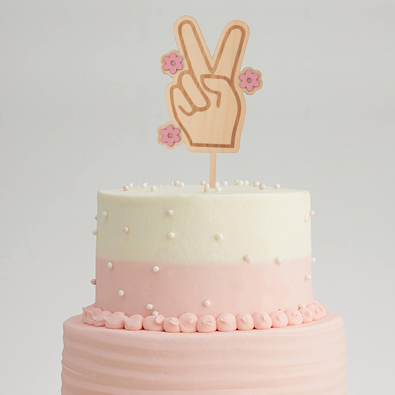 Decoración para pastel de cumpleaños de madera retro con diseño de dos groovy, decoración de segundo cumpleaños (Groovy Two CT)