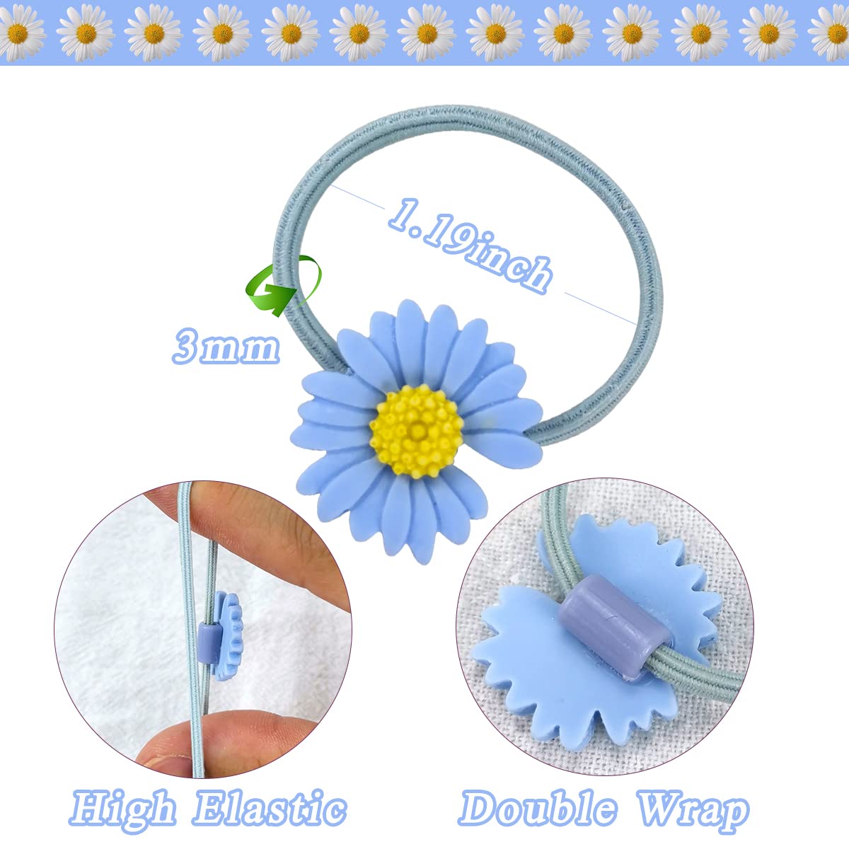 Lazos elásticos para el cabello, banda pequeña de margarita, bandas de goma suave, soporte para cola de caballo, cuerdas de pelo de flores